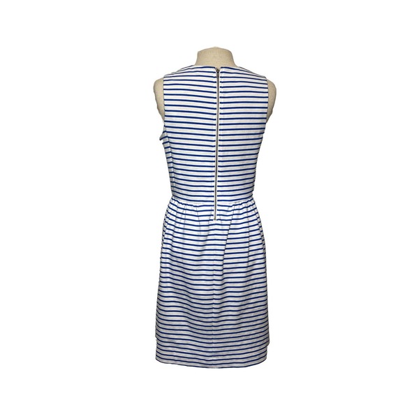 J CREW Women’s M Cotton Knit Dress Royal Stripes - Picture 2 of 5